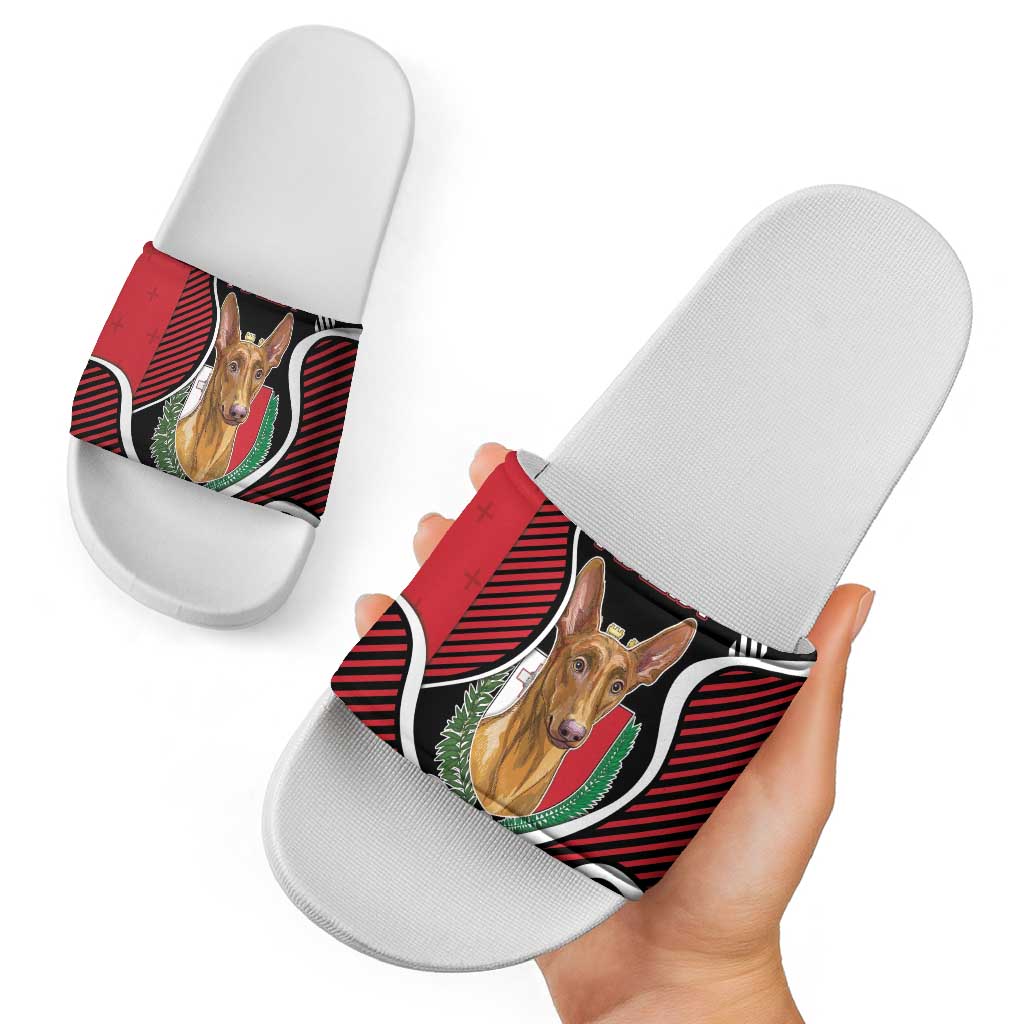 Malta Slide Sandals Pharaoh Hound In Coat Of Arms - Wonder Print Shop