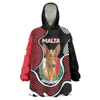 Personalized Malta Wearable Blanket Hoodie Pharaoh Hound In Coat Of Arms - Wonder Print Shop