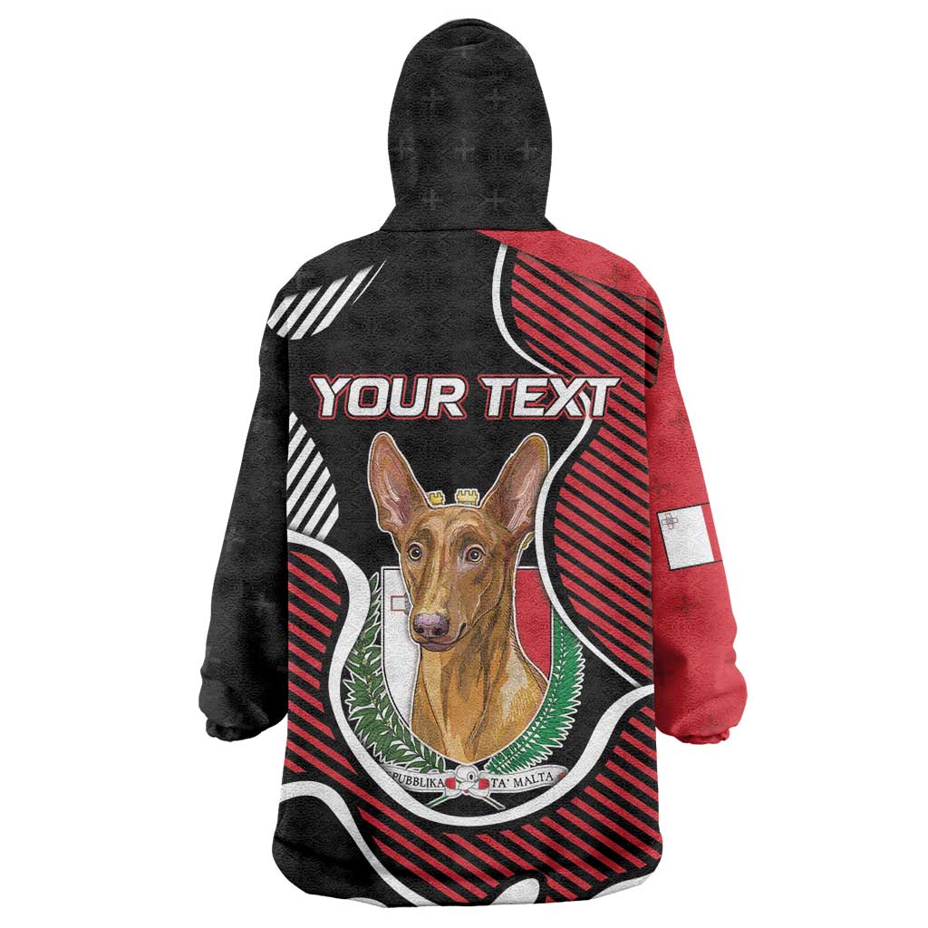Personalized Malta Wearable Blanket Hoodie Pharaoh Hound In Coat Of Arms - Wonder Print Shop