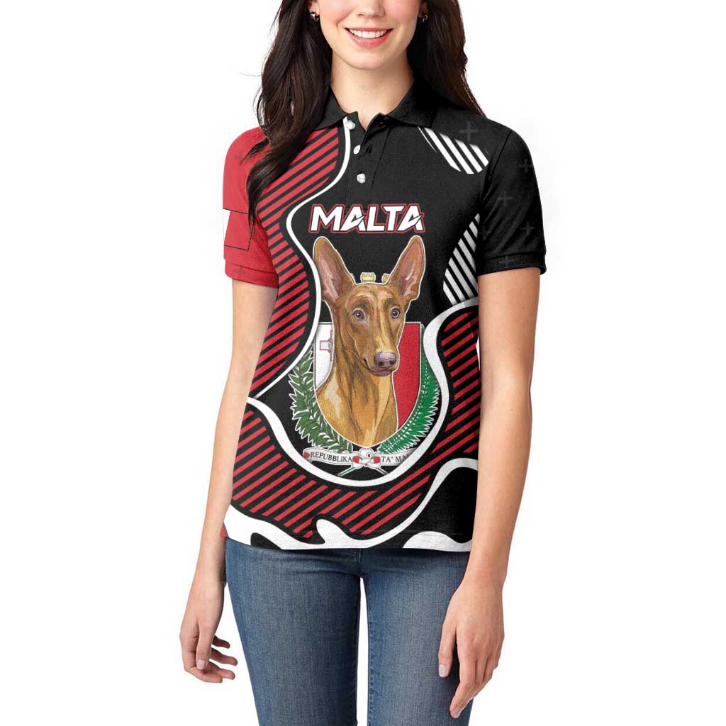 Personalized Malta Women Polo Shirt Pharaoh Hound In Coat Of Arms - Wonder Print Shop
