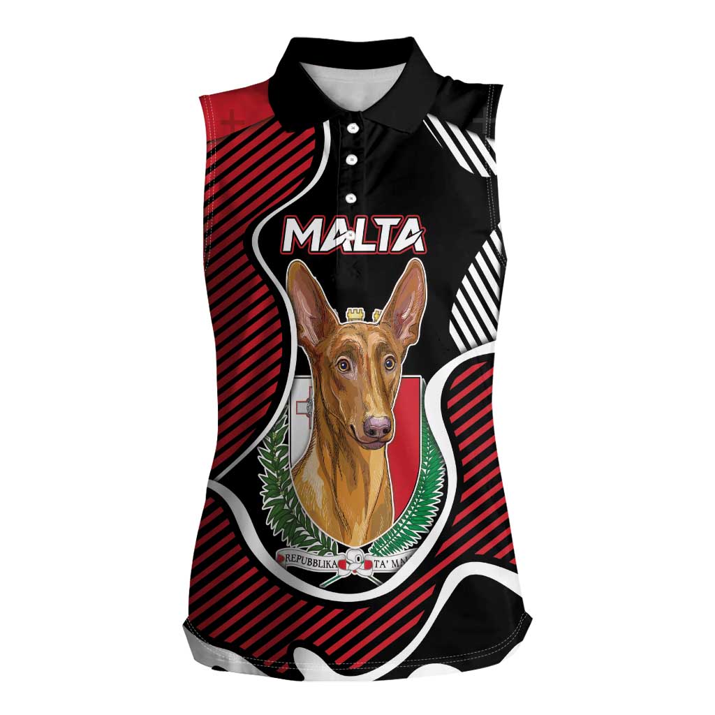 Personalized Malta Women Sleeveless Polo Shirt Pharaoh Hound In Coat Of Arms - Wonder Print Shop