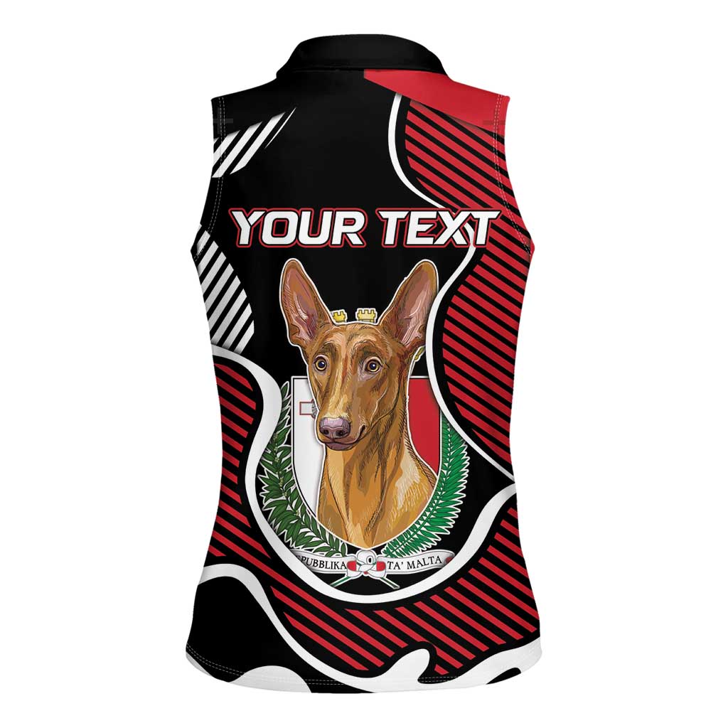 Personalized Malta Women Sleeveless Polo Shirt Pharaoh Hound In Coat Of Arms - Wonder Print Shop
