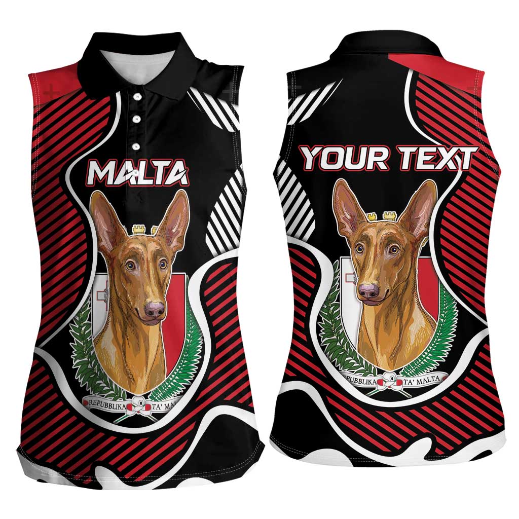 Personalized Malta Women Sleeveless Polo Shirt Pharaoh Hound In Coat Of Arms - Wonder Print Shop