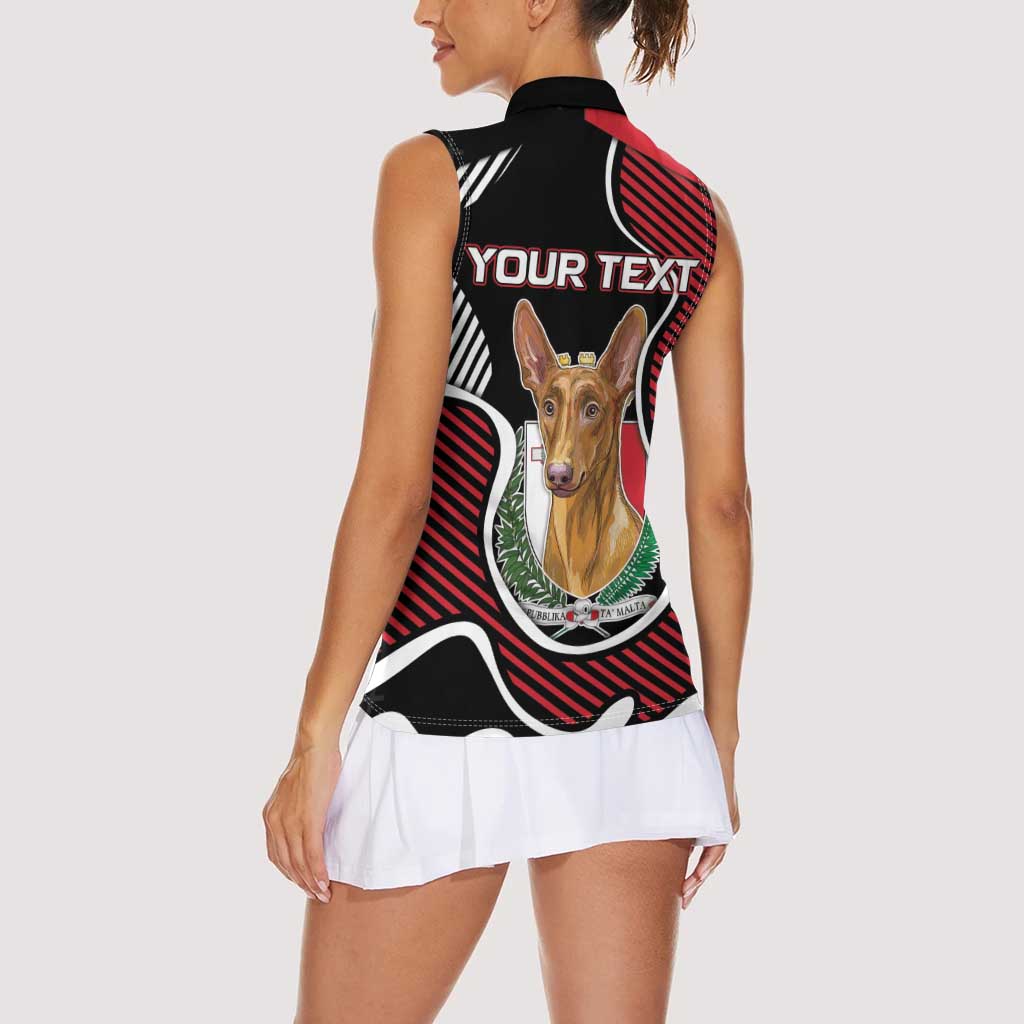 Personalized Malta Women Sleeveless Polo Shirt Pharaoh Hound In Coat Of Arms - Wonder Print Shop