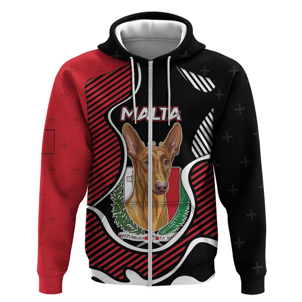 Personalized Malta Zip Hoodie Pharaoh Hound In Coat Of Arms - Wonder Print Shop