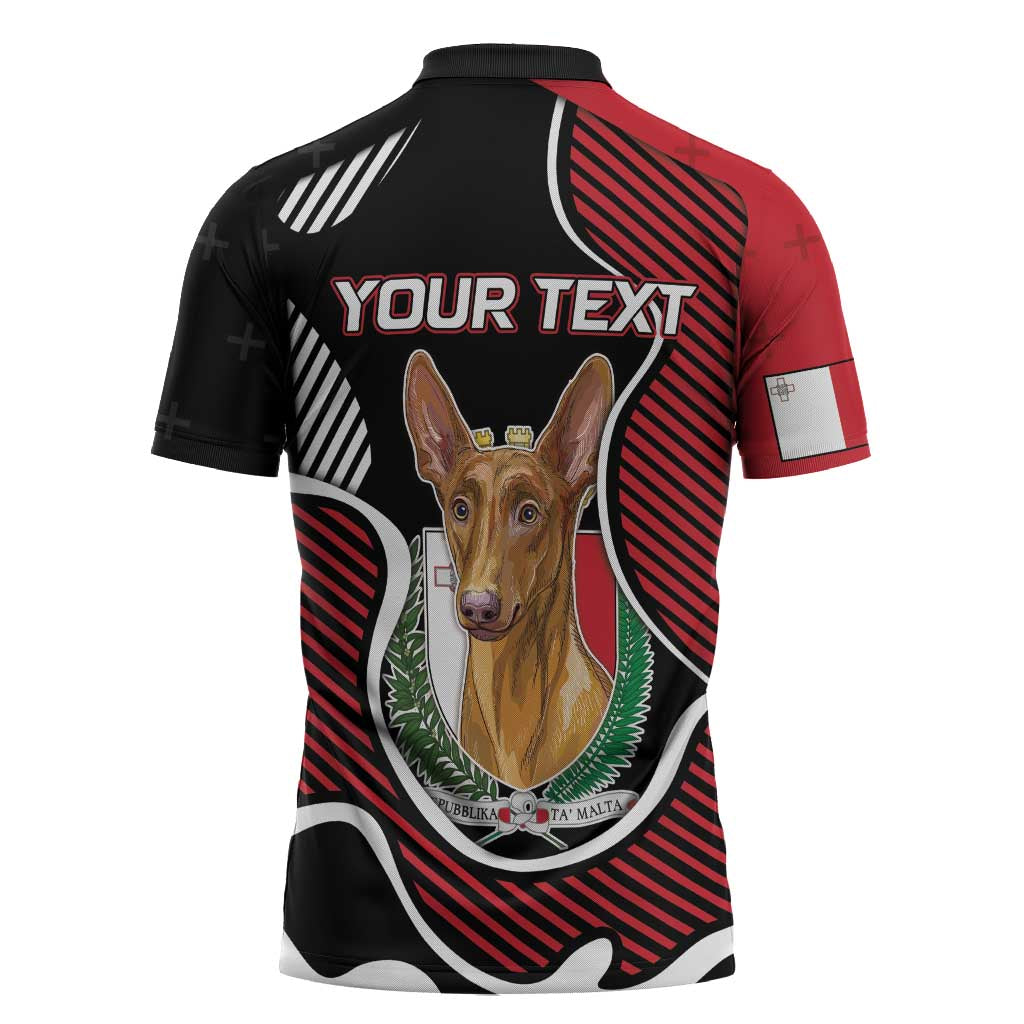 Personalized Malta Zipper Polo Shirt Pharaoh Hound In Coat Of Arms - Wonder Print Shop