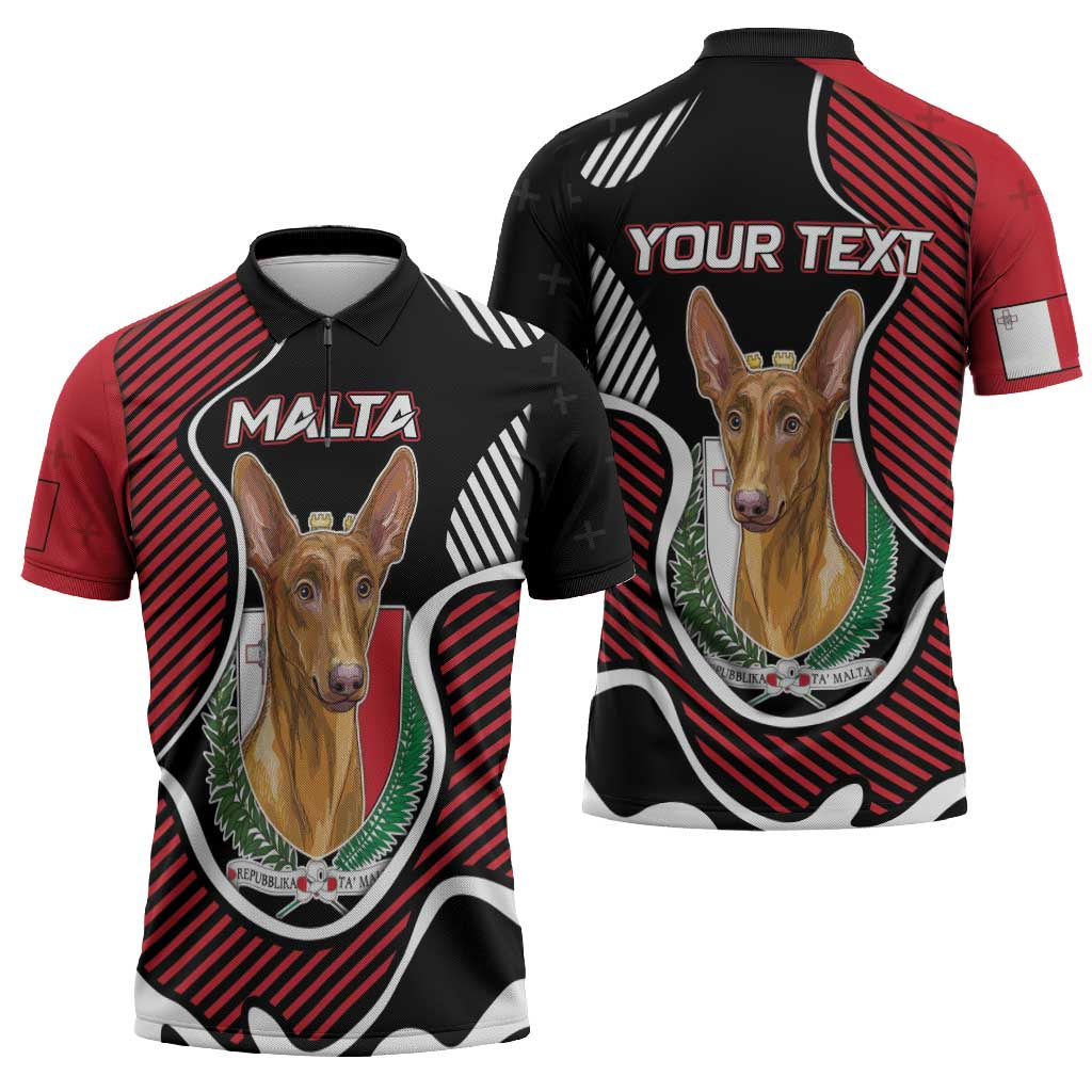Personalized Malta Zipper Polo Shirt Pharaoh Hound In Coat Of Arms - Wonder Print Shop