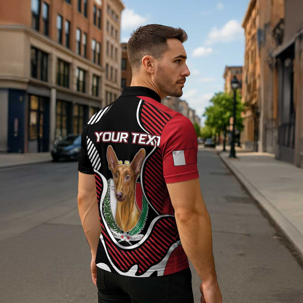 Personalized Malta Zipper Polo Shirt Pharaoh Hound In Coat Of Arms - Wonder Print Shop