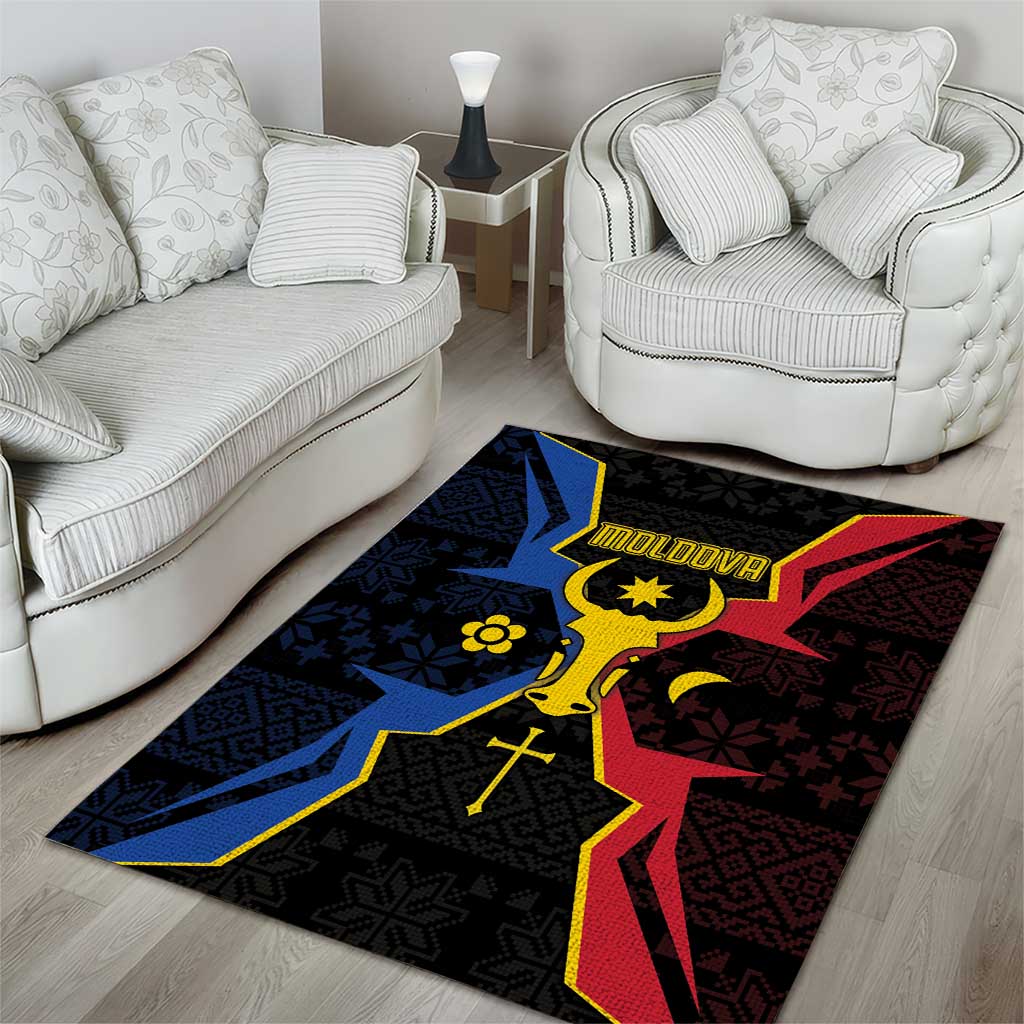 Moldova Area Rug The Aurochs Symbol With Patterns - Wonder Print Shop