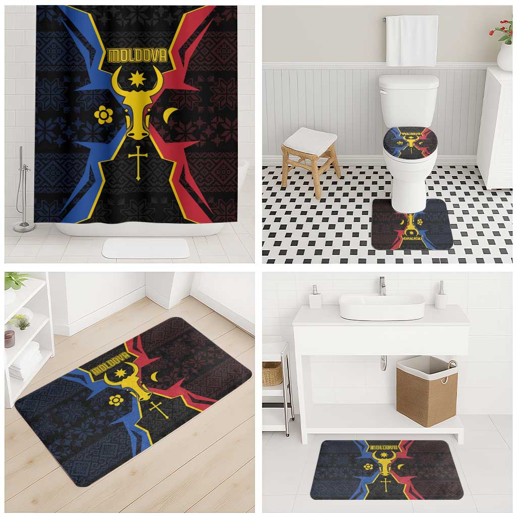 Moldova Bathroom Set The Aurochs Symbol With Patterns - Wonder Print Shop