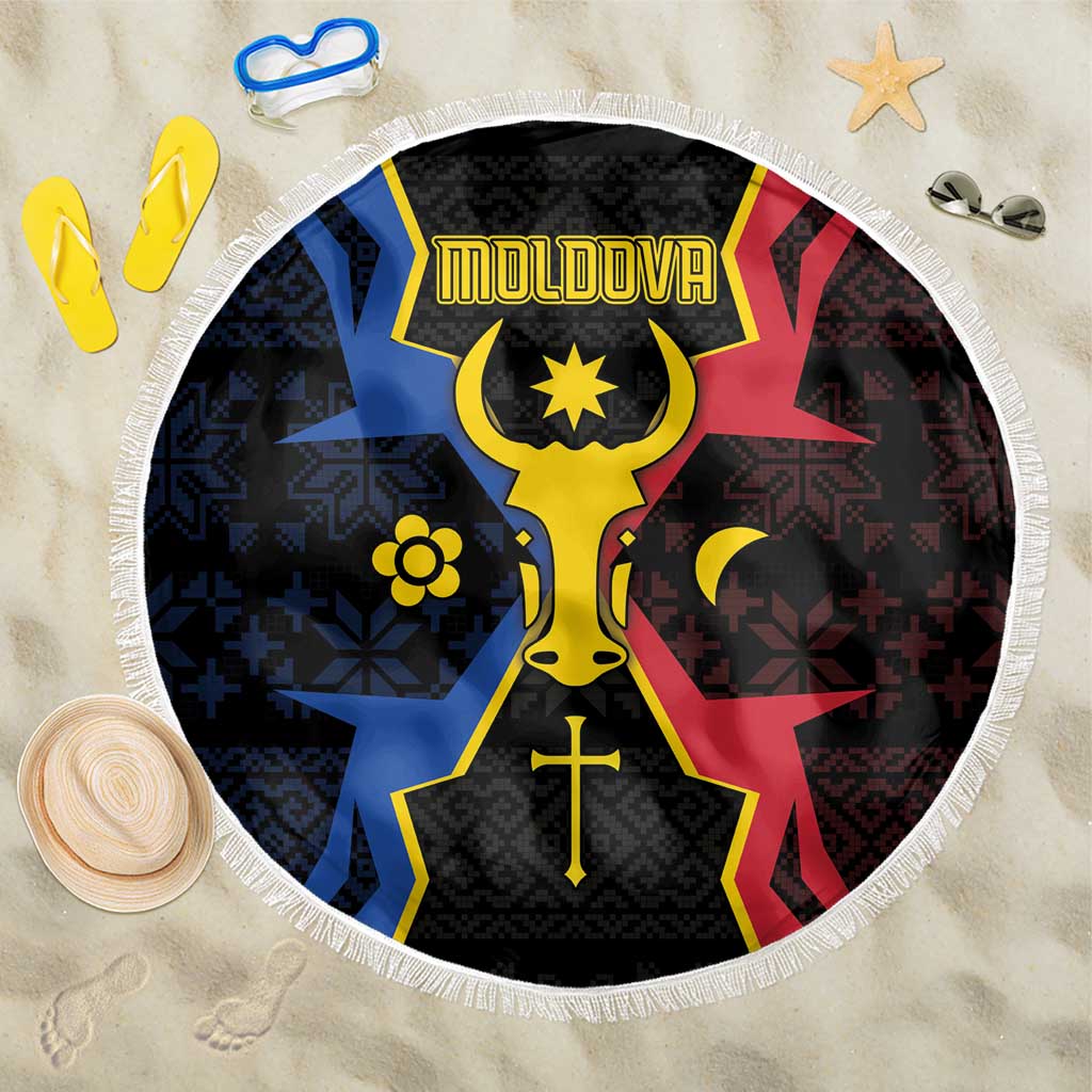 Moldova Beach Blanket The Aurochs Symbol With Patterns - Wonder Print Shop