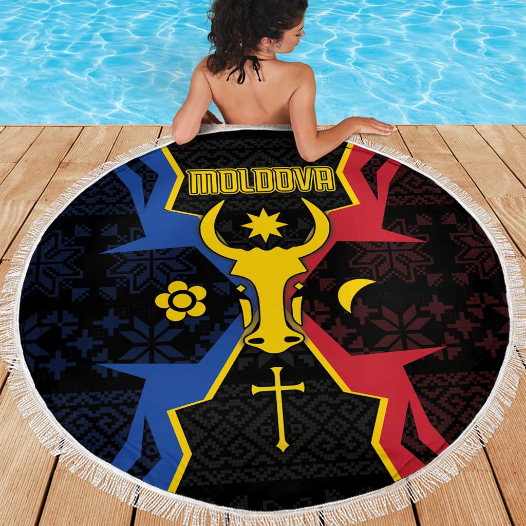 Moldova Beach Blanket The Aurochs Symbol With Patterns - Wonder Print Shop
