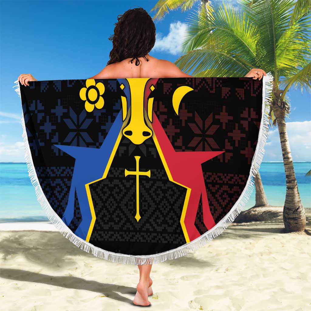 Moldova Beach Blanket The Aurochs Symbol With Patterns - Wonder Print Shop