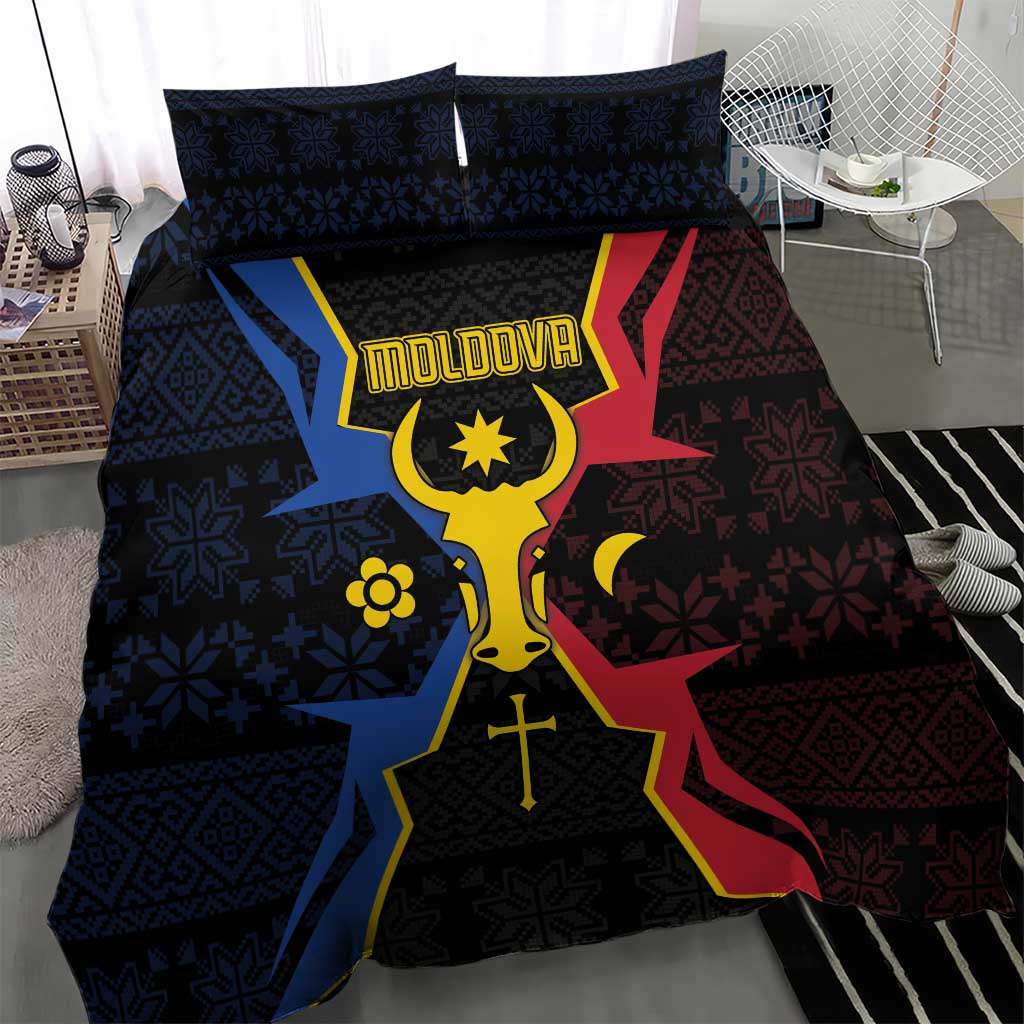 Moldova Bedding Set The Aurochs Symbol With Patterns - Wonder Print Shop