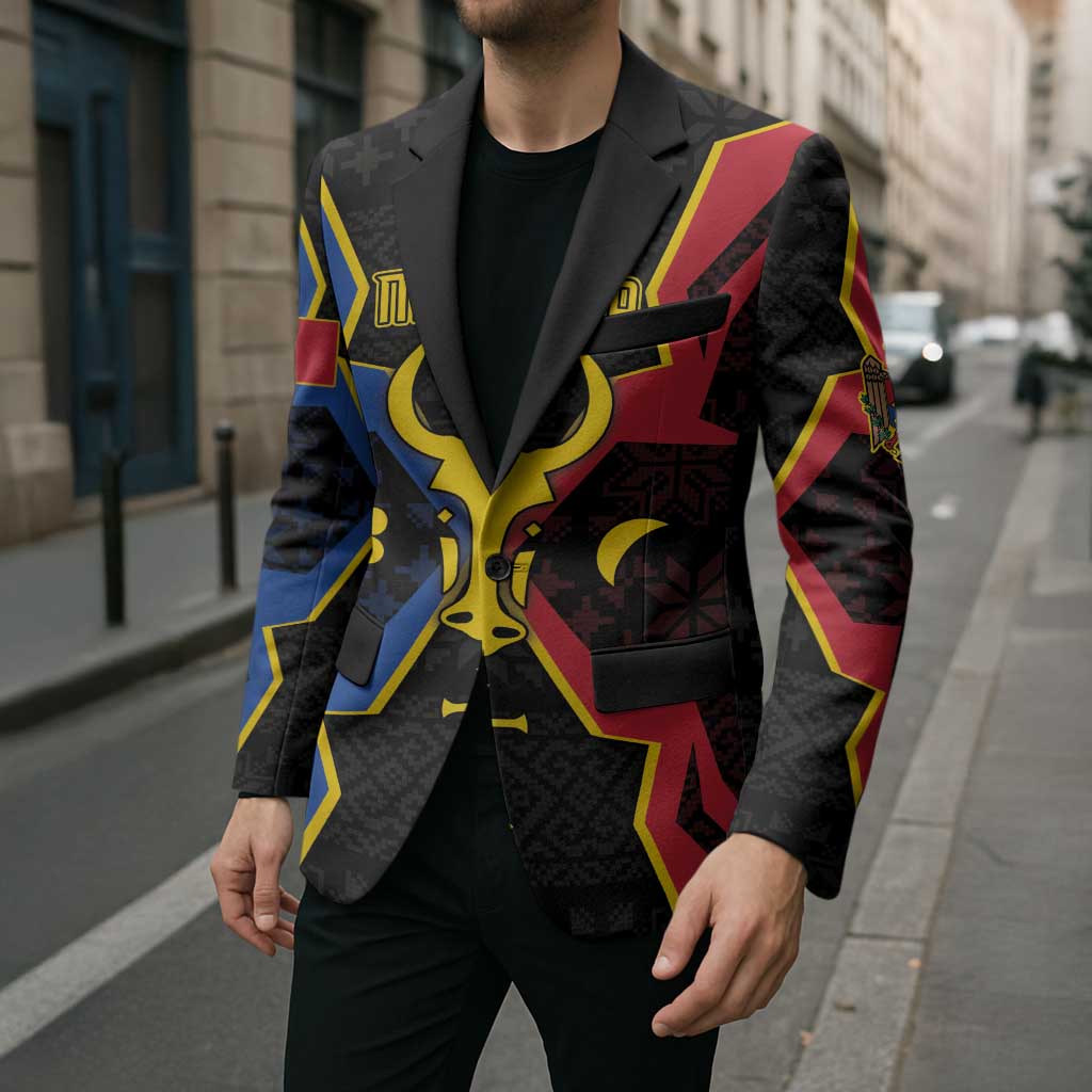 Personalized Moldova Blazer The Aurochs Symbol With Patterns - Wonder Print Shop