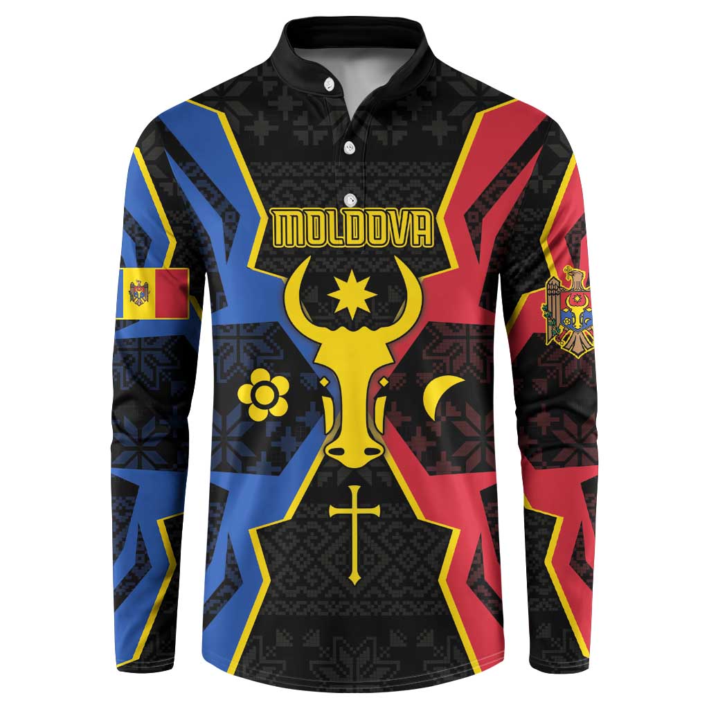 Personalized Moldova Button Sweatshirt The Aurochs Symbol With Patterns - Wonder Print Shop