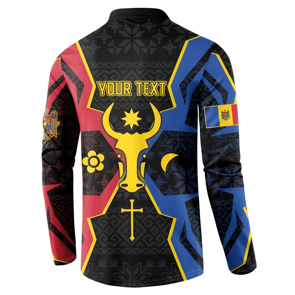 Personalized Moldova Button Sweatshirt The Aurochs Symbol With Patterns - Wonder Print Shop