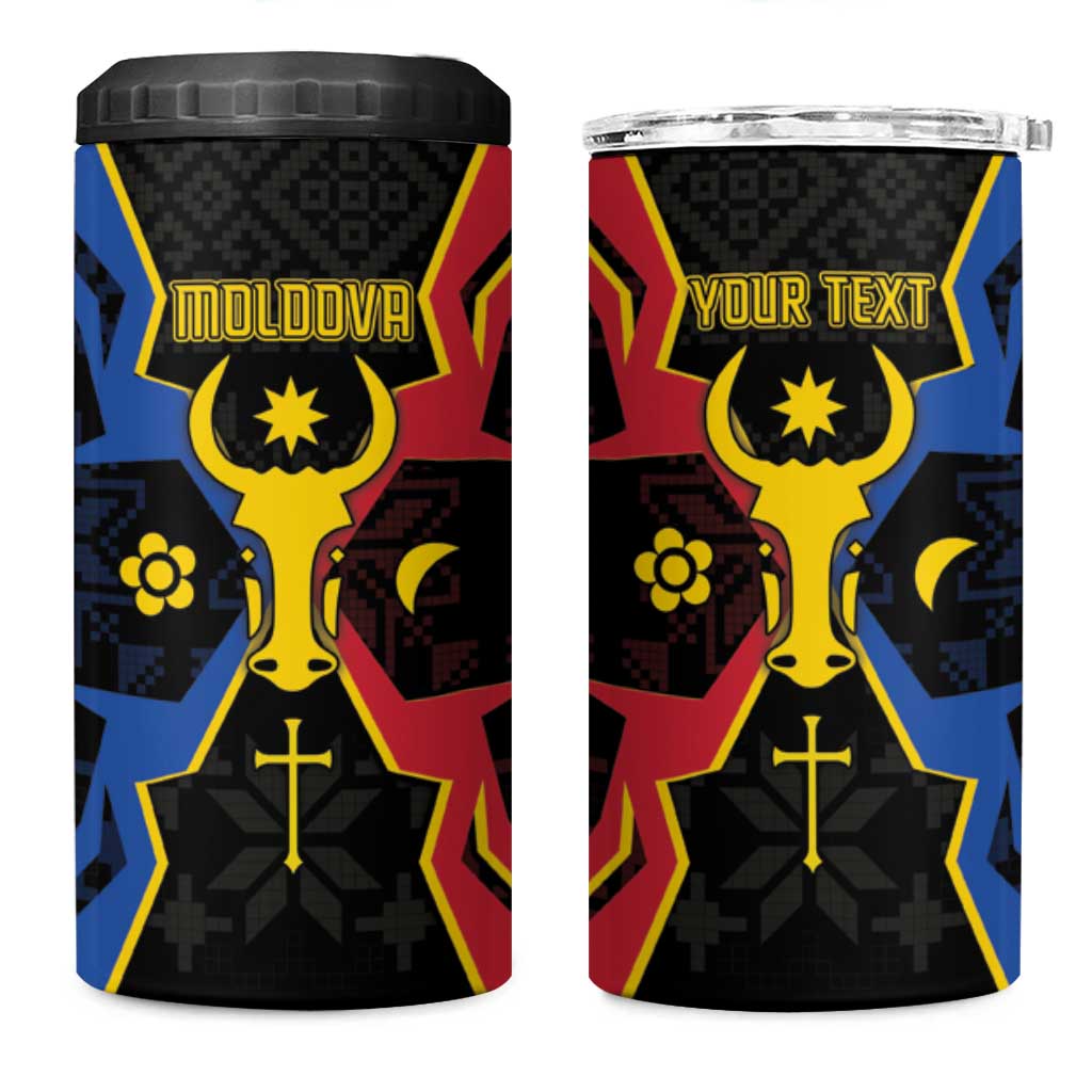 Personalized Moldova 4 in 1 Can Cooler Tumbler The Aurochs Symbol With Patterns - Wonder Print Shop