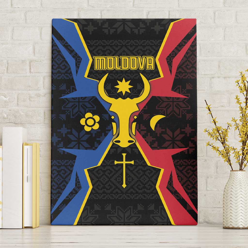 Moldova Canvas Wall Art The Aurochs Symbol With Patterns - Wonder Print Shop