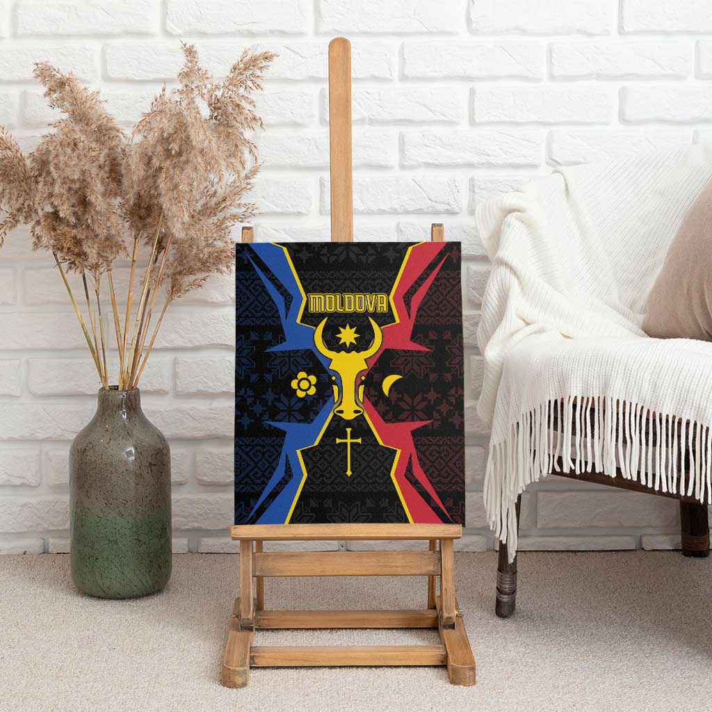 Moldova Canvas Wall Art The Aurochs Symbol With Patterns - Wonder Print Shop