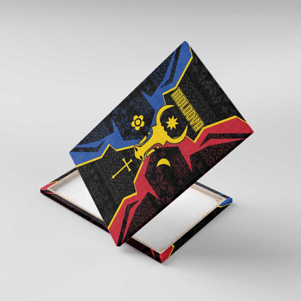 Moldova Canvas Wall Art The Aurochs Symbol With Patterns - Wonder Print Shop