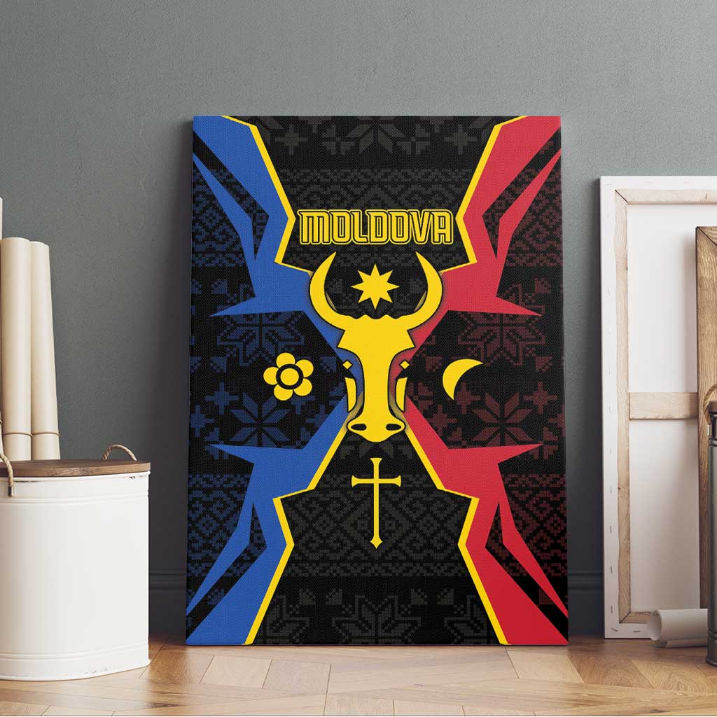 Moldova Canvas Wall Art The Aurochs Symbol With Patterns - Wonder Print Shop