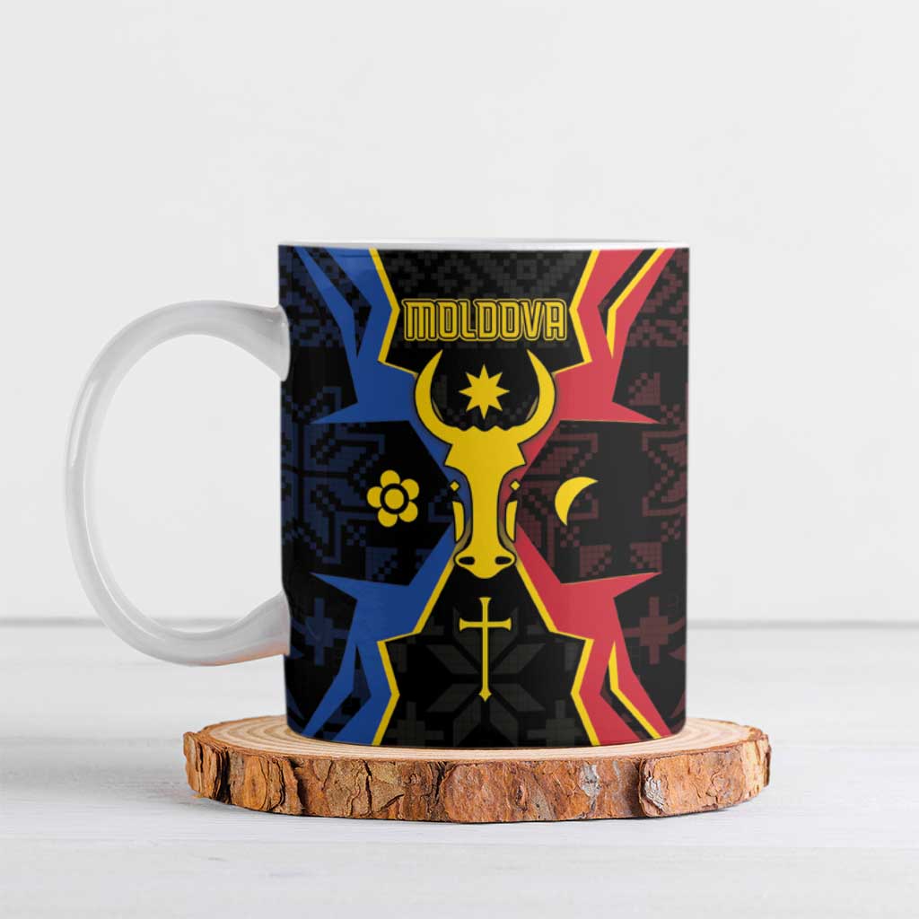 Personalized Moldova Ceramic Mug The Aurochs Symbol With Patterns - Wonder Print Shop