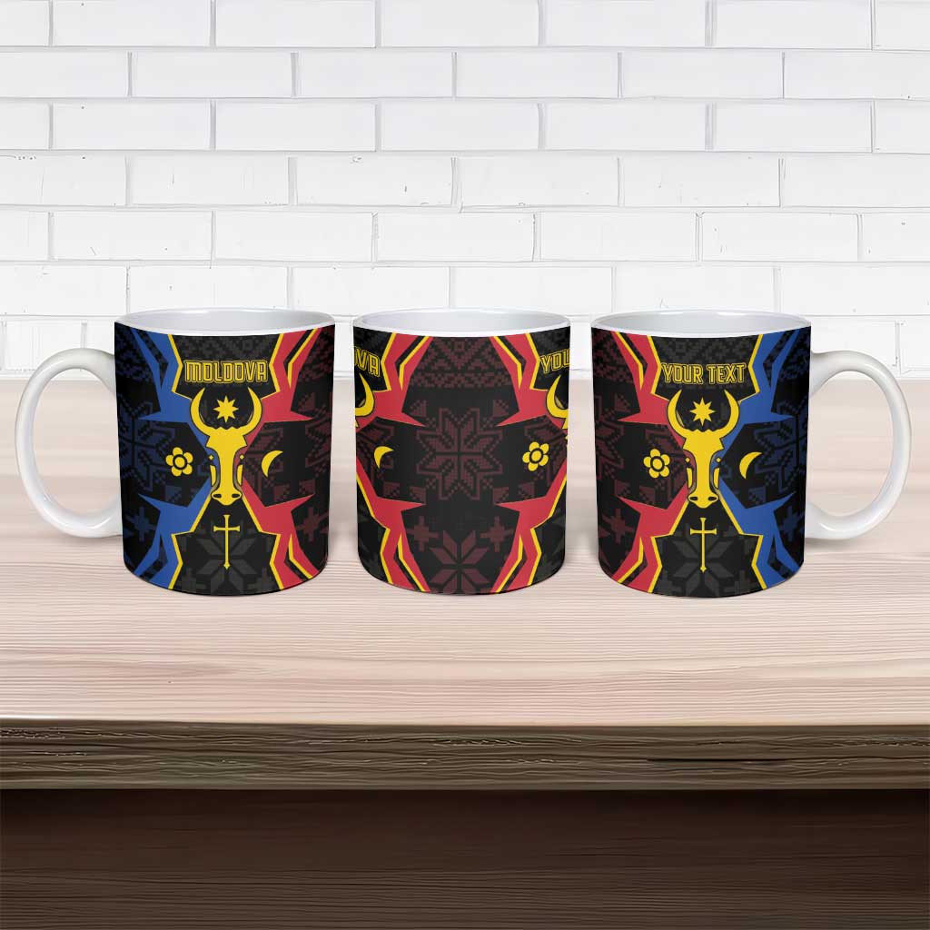 Personalized Moldova Ceramic Mug The Aurochs Symbol With Patterns - Wonder Print Shop