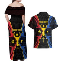 Personalized Moldova Couples Matching Off Shoulder Maxi Dress and Hawaiian Shirt The Aurochs Symbol With Patterns - Wonder Print Shop
