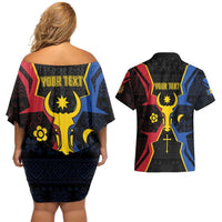 Personalized Moldova Couples Matching Off Shoulder Short Dress and Hawaiian Shirt The Aurochs Symbol With Patterns - Wonder Print Shop