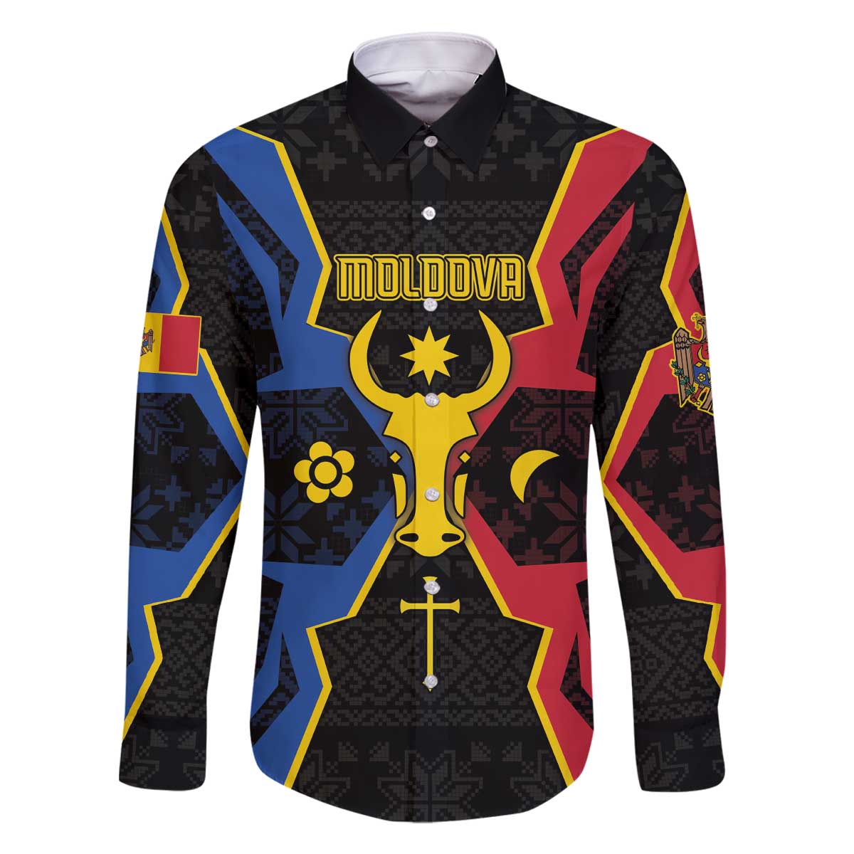 Personalized Moldova Family Matching Off The Shoulder Long Sleeve Dress and Hawaiian Shirt The Aurochs Symbol With Patterns - Wonder Print Shop