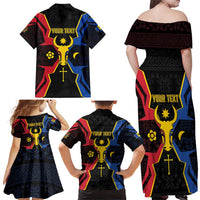 Personalized Moldova Family Matching Off Shoulder Maxi Dress and Hawaiian Shirt The Aurochs Symbol With Patterns - Wonder Print Shop