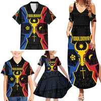 Personalized Moldova Family Matching Summer Maxi Dress and Hawaiian Shirt The Aurochs Symbol With Patterns - Wonder Print Shop