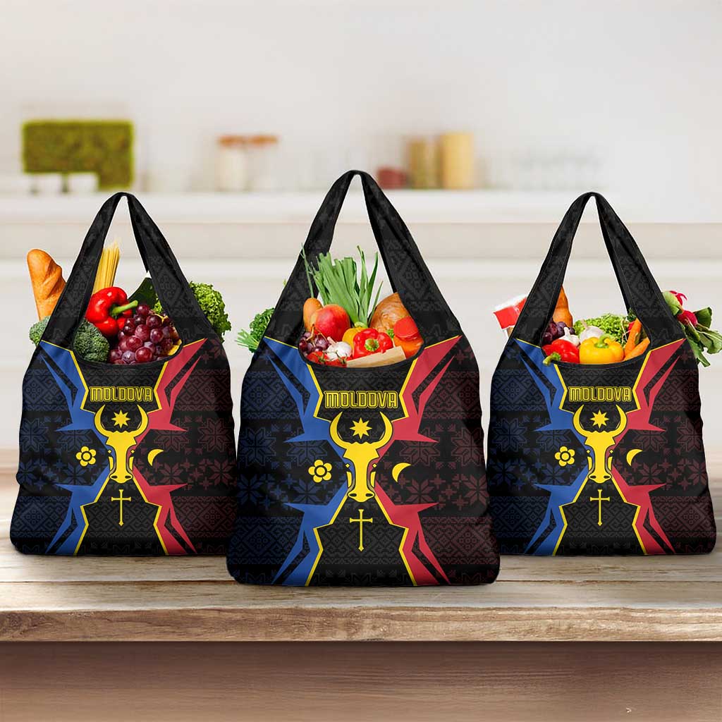 Moldova Grocery Bag The Aurochs Symbol With Patterns - Wonder Print Shop