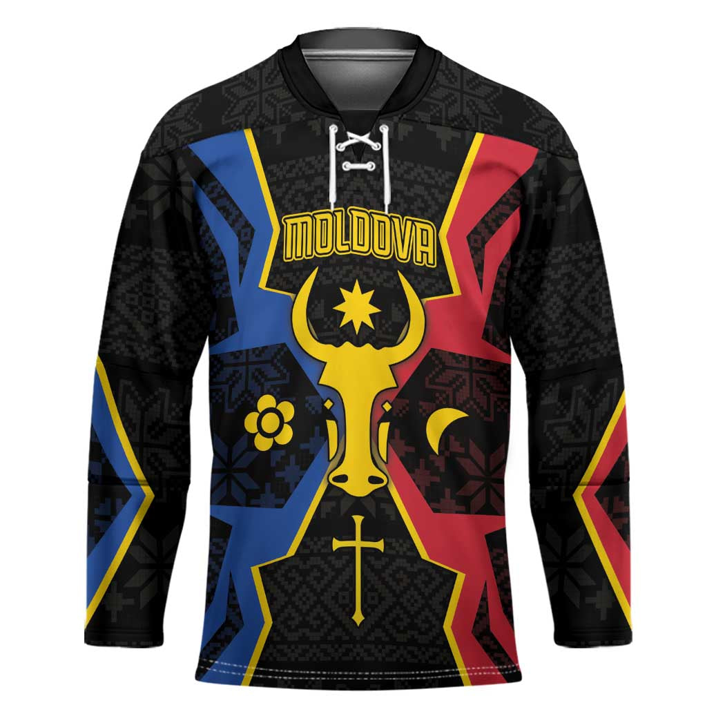 Personalized Moldova Hockey Jersey The Aurochs Symbol With Patterns - Wonder Print Shop
