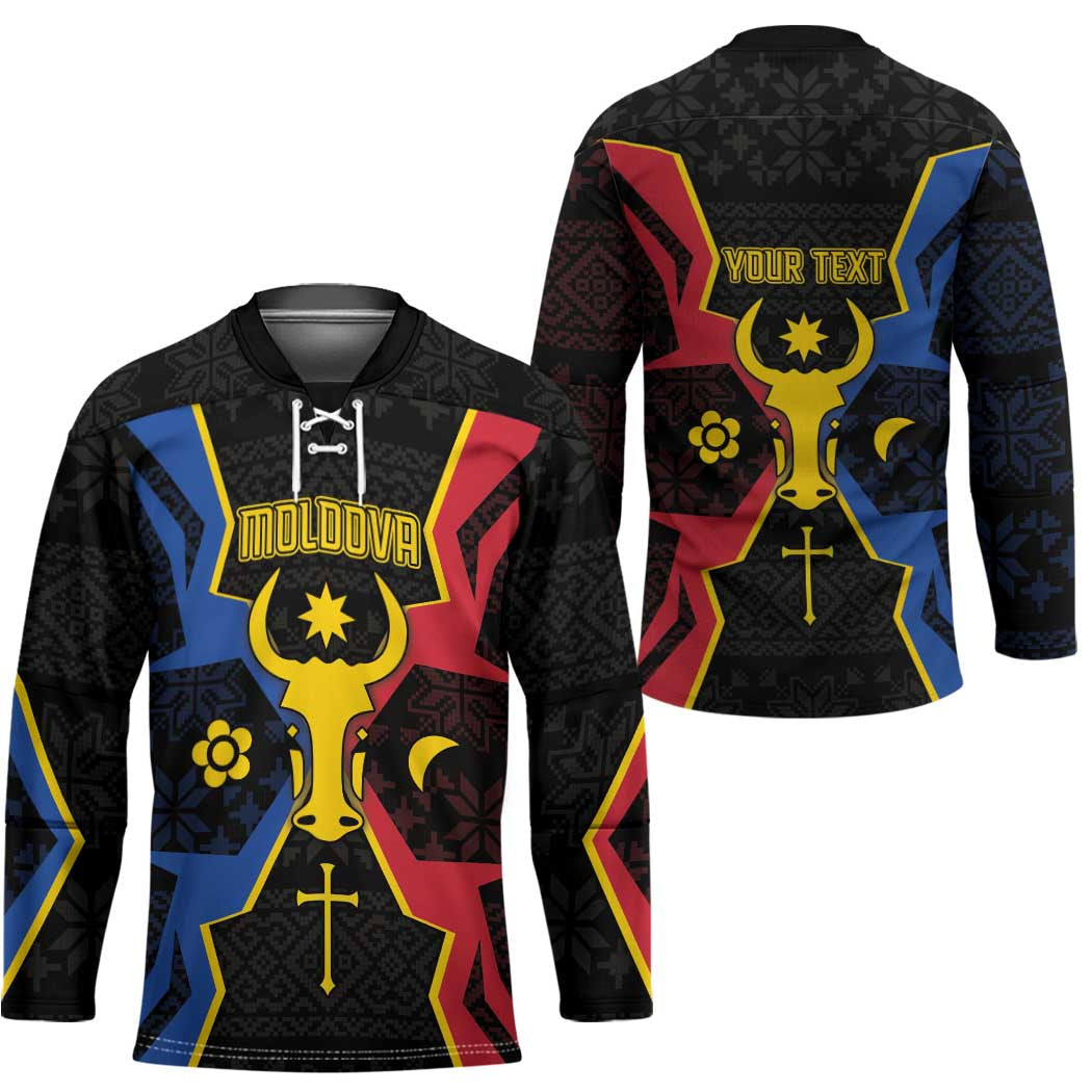 Personalized Moldova Hockey Jersey The Aurochs Symbol With Patterns - Wonder Print Shop
