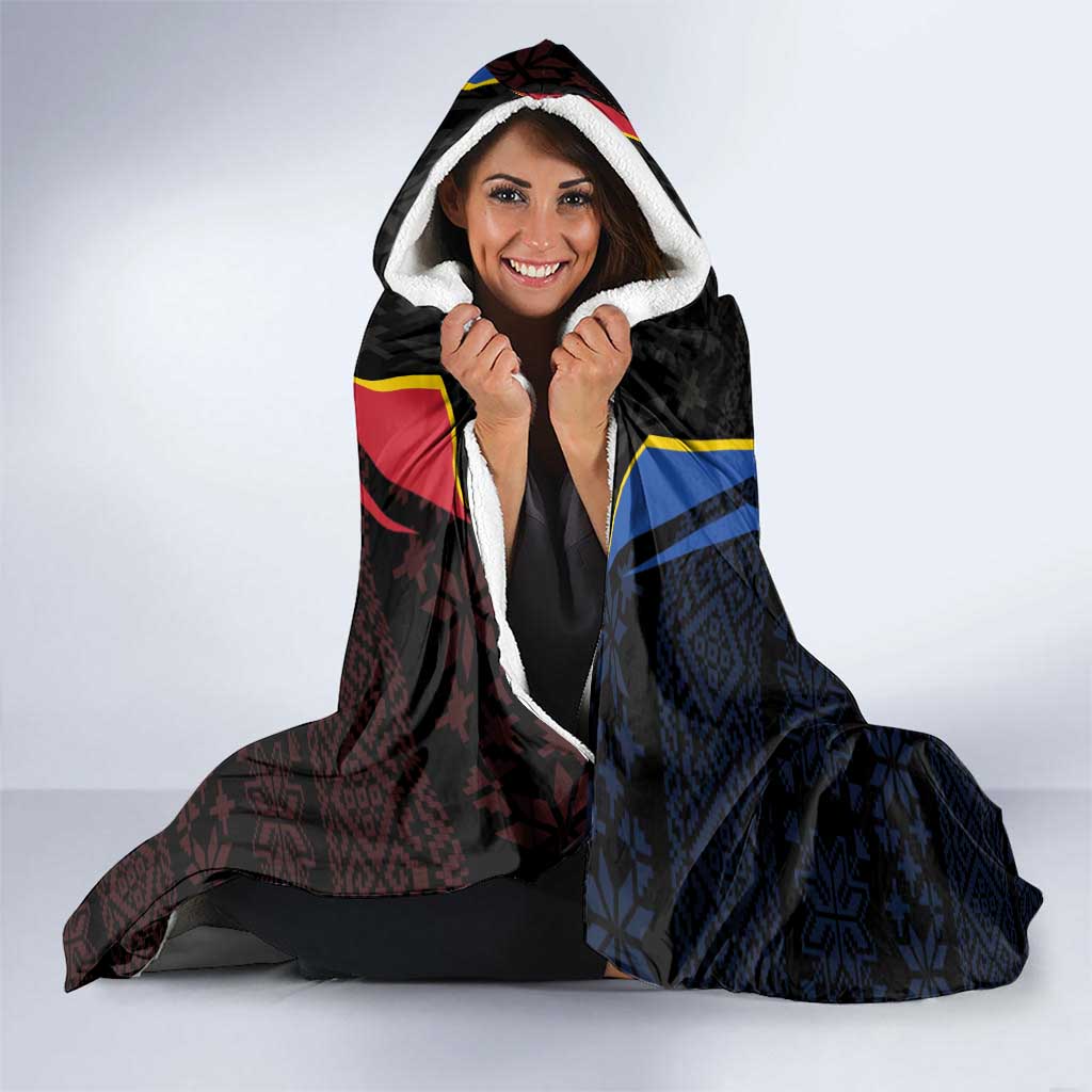 Moldova Hooded Blanket The Aurochs Symbol With Patterns - Wonder Print Shop