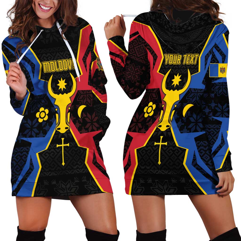 Personalized Moldova Hoodie Dress The Aurochs Symbol With Patterns - Wonder Print Shop