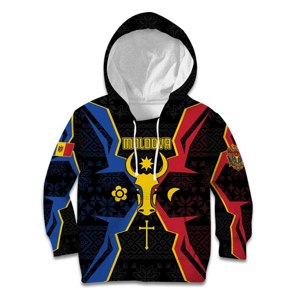 Personalized Moldova Kid Hoodie The Aurochs Symbol With Patterns - Wonder Print Shop