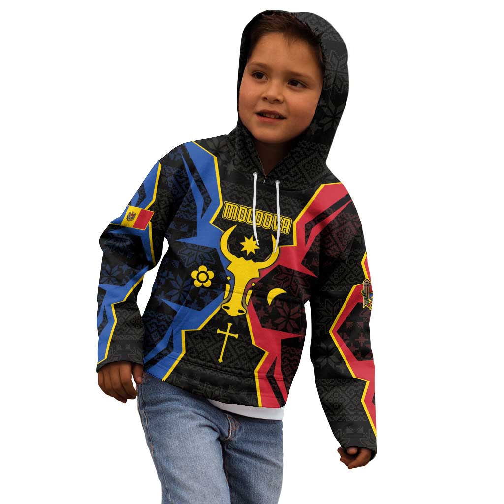 Personalized Moldova Kid Hoodie The Aurochs Symbol With Patterns - Wonder Print Shop