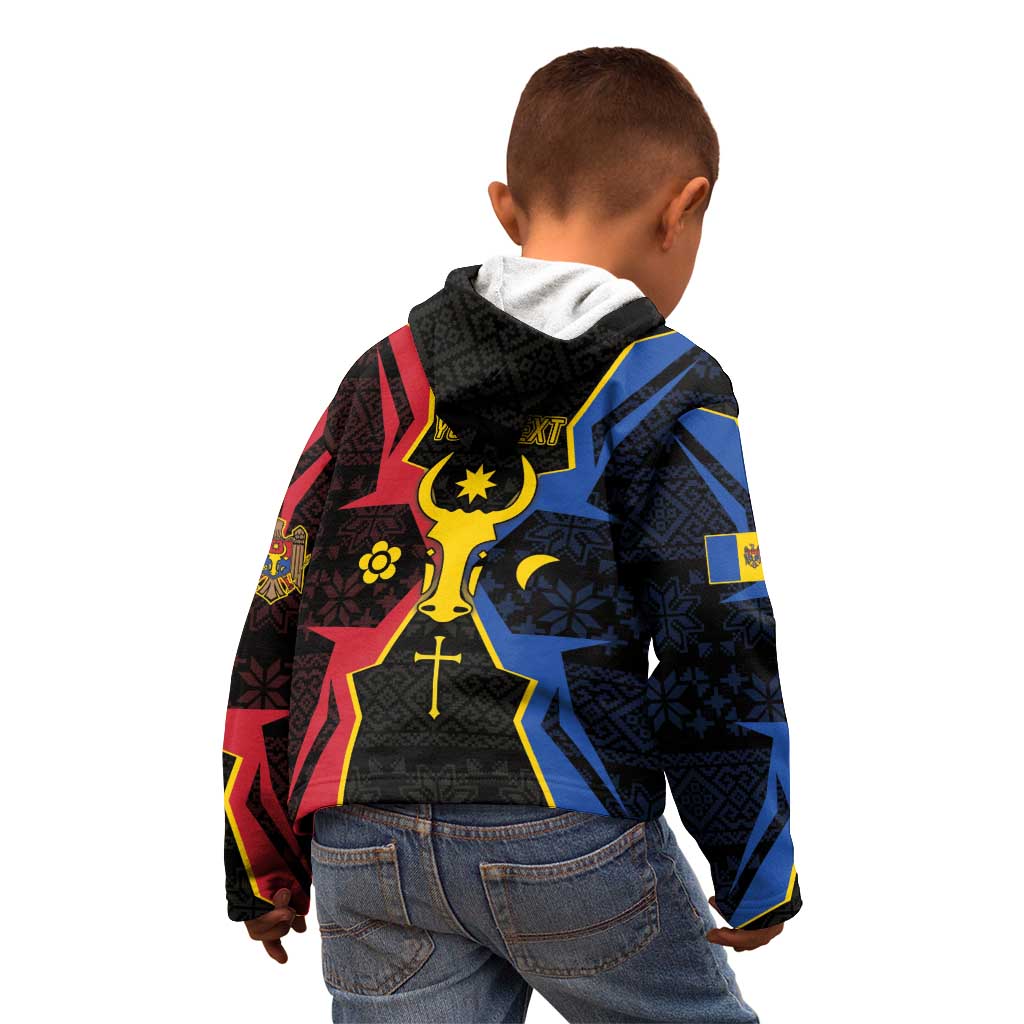 Personalized Moldova Kid Hoodie The Aurochs Symbol With Patterns - Wonder Print Shop