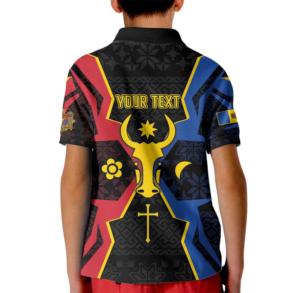 Personalized Moldova Kid Polo Shirt The Aurochs Symbol With Patterns - Wonder Print Shop