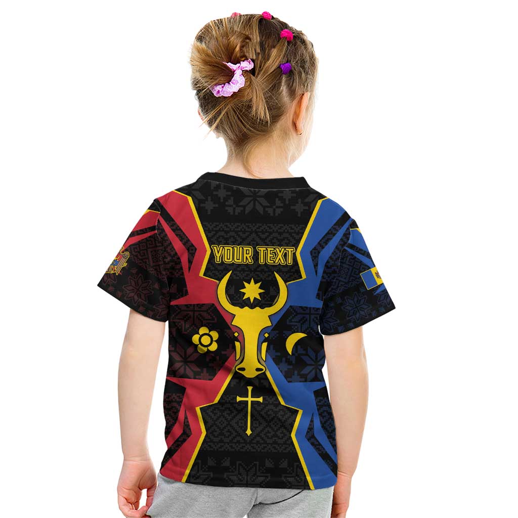 Personalized Moldova Kid T Shirt The Aurochs Symbol With Patterns - Wonder Print Shop