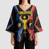 Personalized Moldova Kimono Sleeve Blouse The Aurochs Symbol With Patterns - Wonder Print Shop