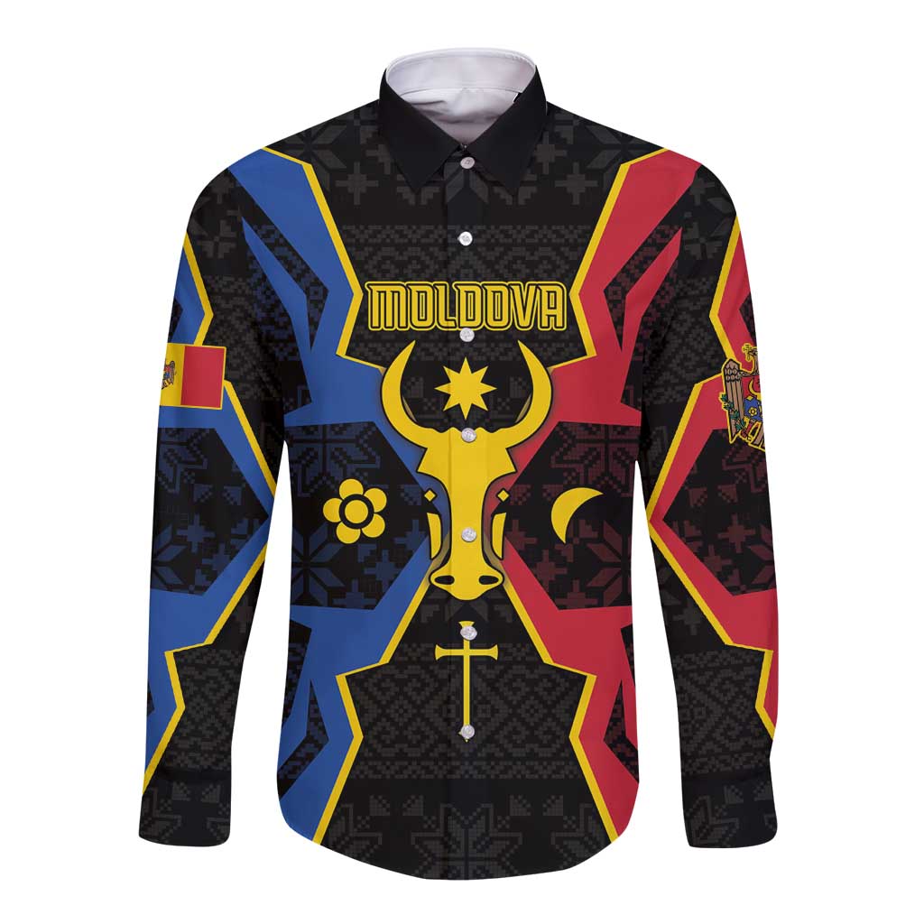 Personalized Moldova Long Sleeve Button Shirt The Aurochs Symbol With Patterns - Wonder Print Shop