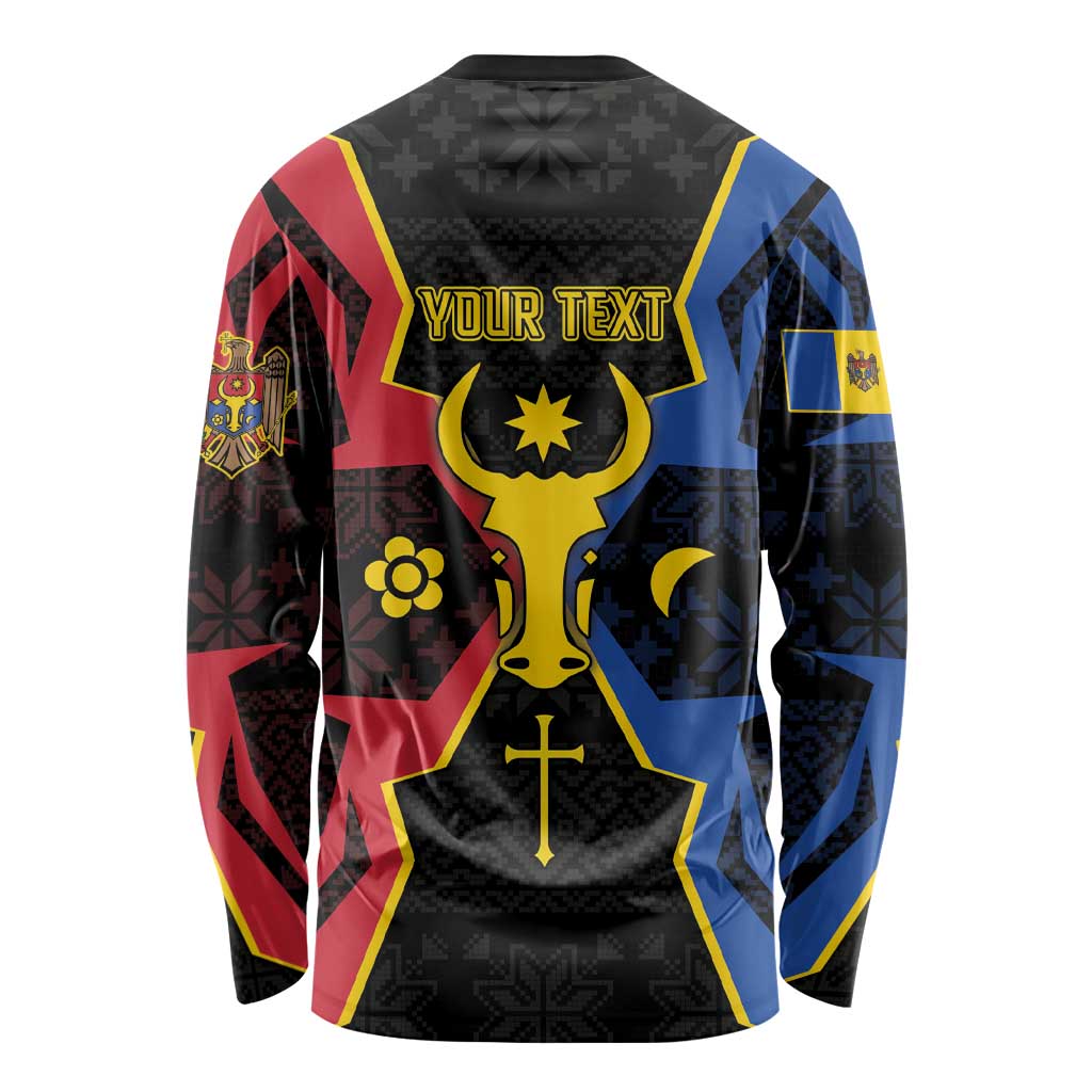 Personalized Moldova Long Sleeve Shirt The Aurochs Symbol With Patterns - Wonder Print Shop