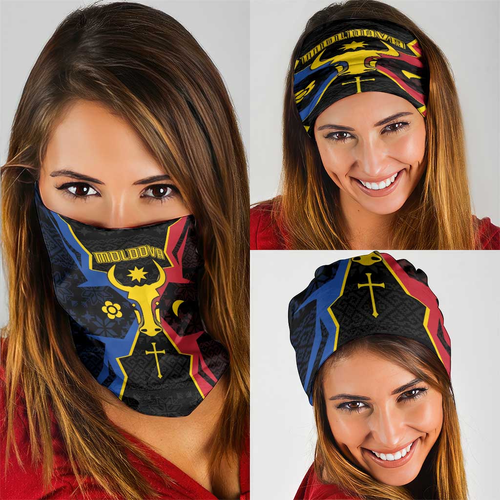 Moldova Neck Gaiter The Aurochs Symbol With Patterns - Wonder Print Shop