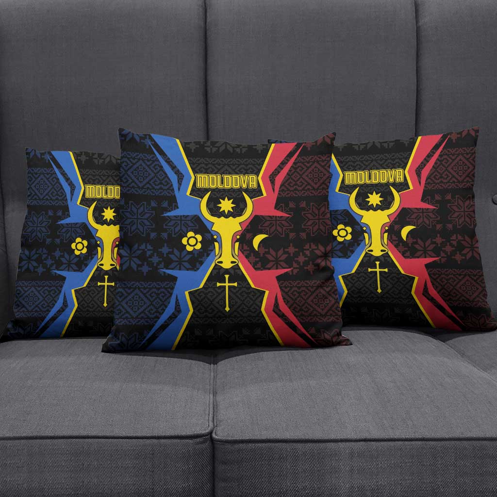 Moldova Pillow Cover The Aurochs Symbol With Patterns - Wonder Print Shop