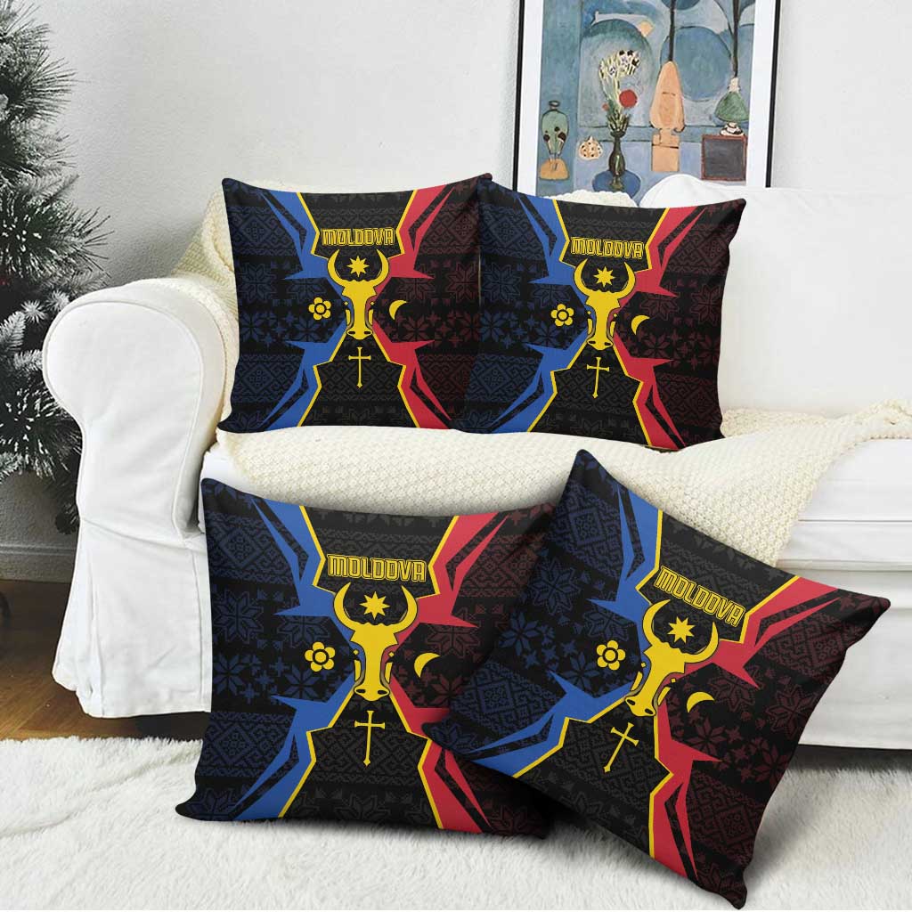 Moldova Pillow Cover The Aurochs Symbol With Patterns - Wonder Print Shop