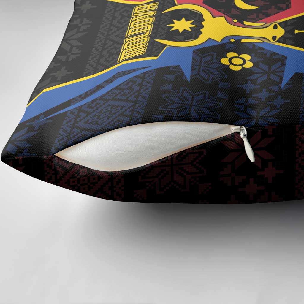 Moldova Pillow Cover The Aurochs Symbol With Patterns - Wonder Print Shop